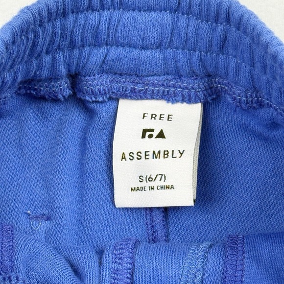 Free Assembly Kids Blue Terry Cloth Shorts Size S (6/7) Elastic Waist Drawstring - Picture 4 of 6